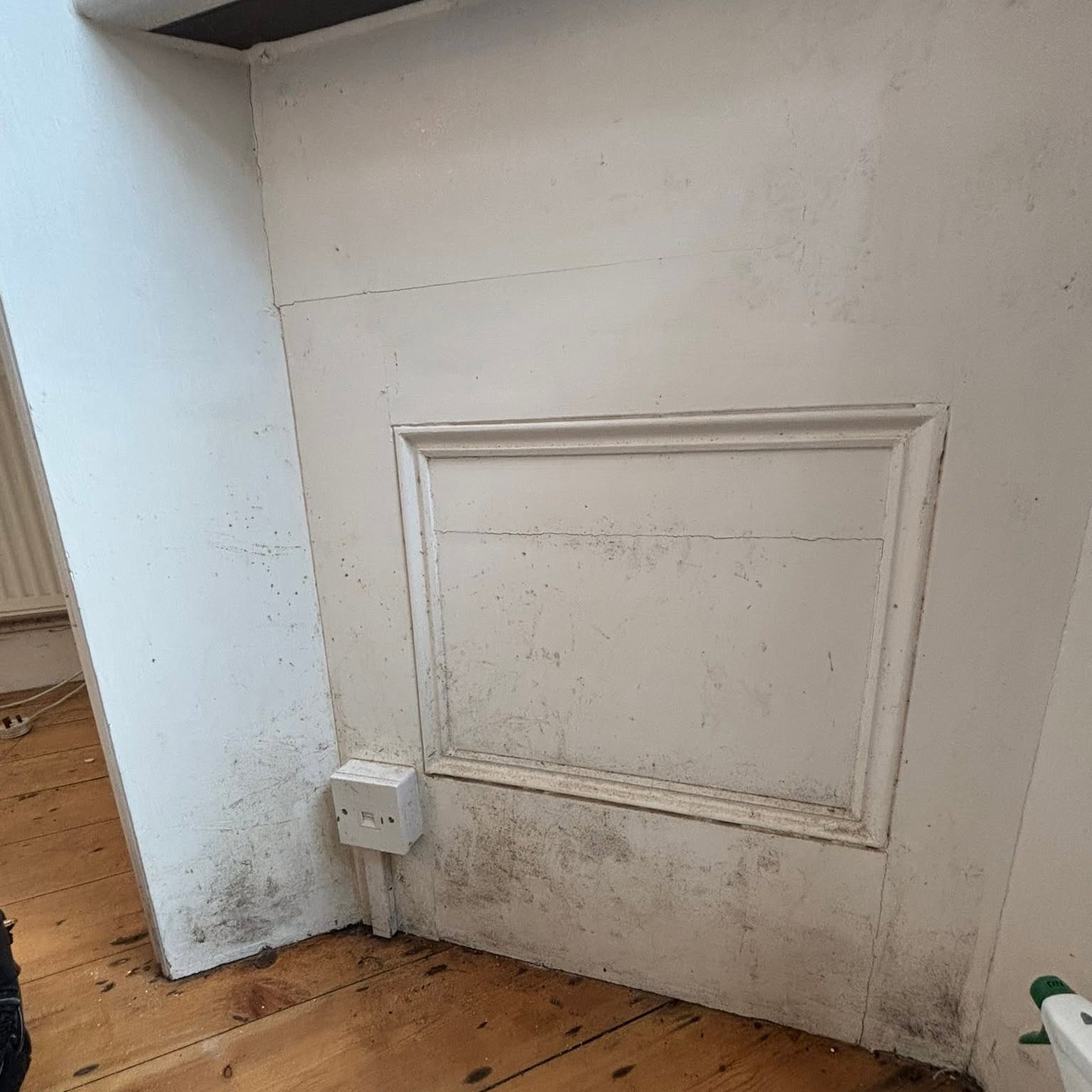 Wall panel with mould before a Neat And Tidy deep clean