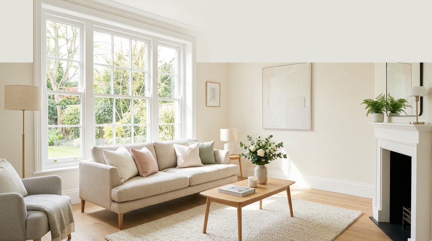 Bright, spotless living room after a professional clean